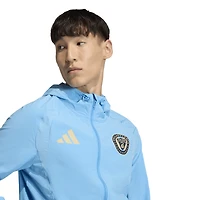 Coupe-vent à capuche zippé adidas Philadelphia Union Tiro Travel bleu clair pour homme