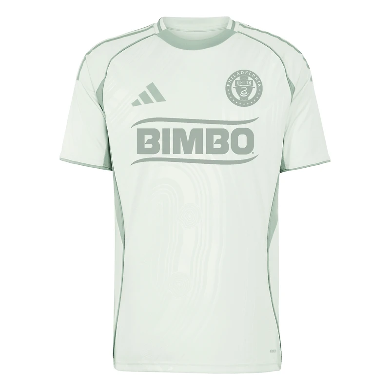 Haut d'avant-match adidas One Planet vert clair Philadelphia Union 2025 pour homme