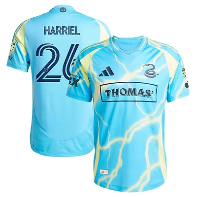 Maillot authentique adidas Nathan Harriel bleu Philadelphia Union 2025 The Voltage Kit pour homme