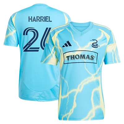 Men's adidas Nathan Harriel Blue Philadelphia Union 2025 The Voltage Kit Replica Jersey