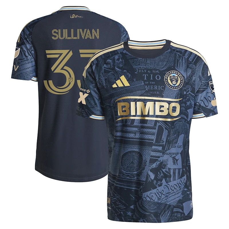 Maillot authentique adidas Quinn Sullivan bleu marine Philadelphia Union 2026 1776 pour homme