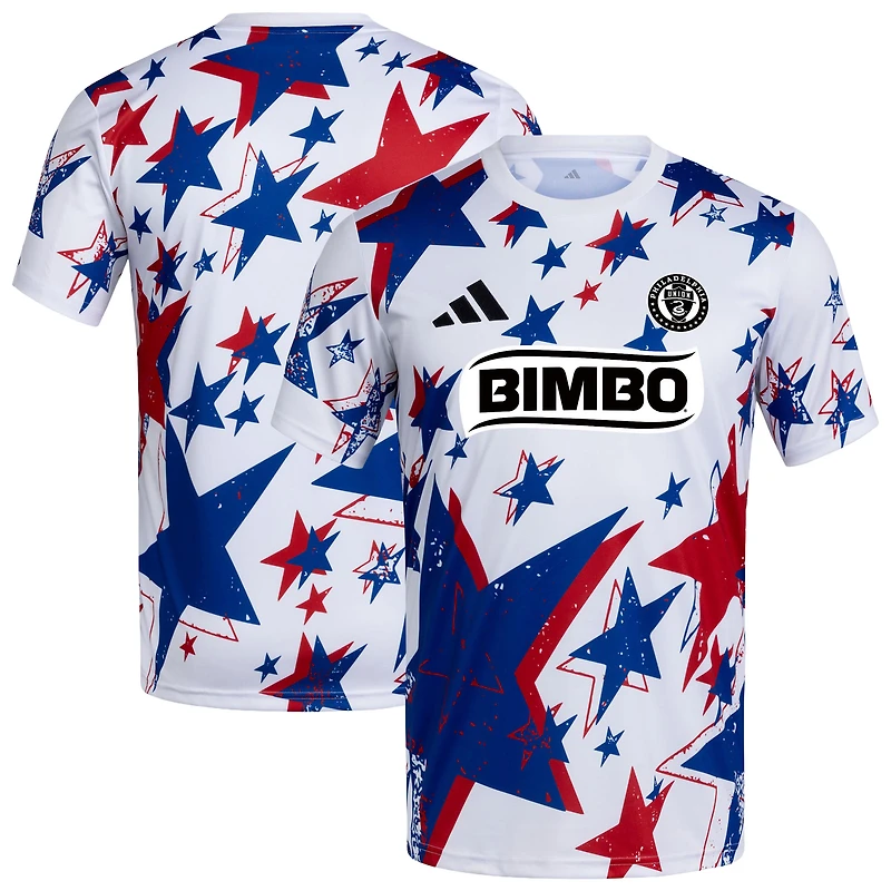 Maillot d'avant-match adidas blanc Philadelphia Union 2026 Americana pour homme