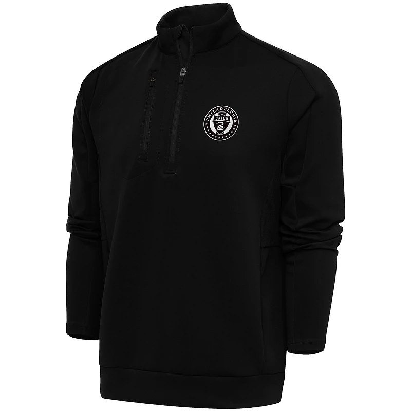 Men's Antigua  Black Philadelphia Union Brushed Metallic Big & Tall Generation Quarter-Zip Top