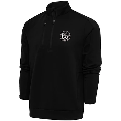 Men's Antigua  Black Philadelphia Union Brushed Metallic Big & Tall Generation Quarter-Zip Top