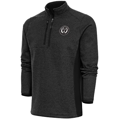 Men's Antigua  Heather Black Philadelphia Union Brushed Metallic Course Quarter-Zip Top