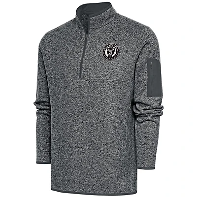 Men's Antigua  Heather Gray Philadelphia Union Brushed Metallic Fortune Quarter-Zip Jacket