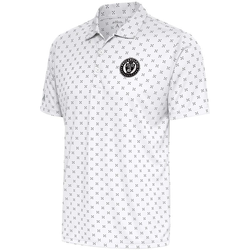 Men's Antigua  White Philadelphia Union Brushed Metallic Spark Polo