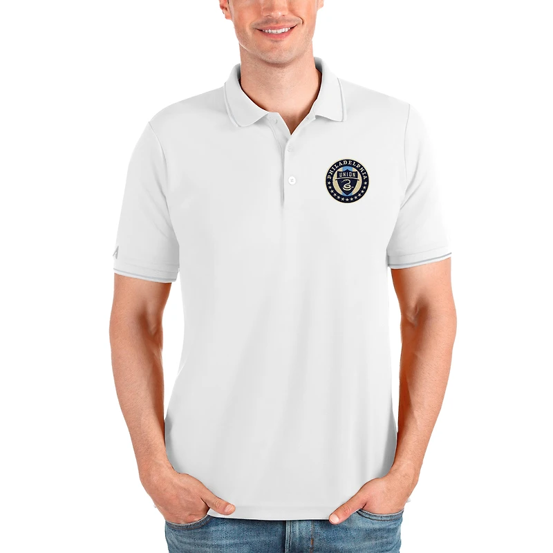 Men's Antigua White Philadelphia Union  Solid Pique Polo