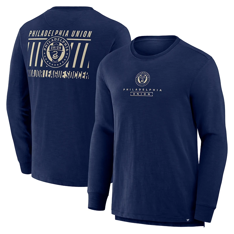 T-shirt à manches longues bleu marine Philadelphia Union Lob Attempt Stadium Slub pour homme