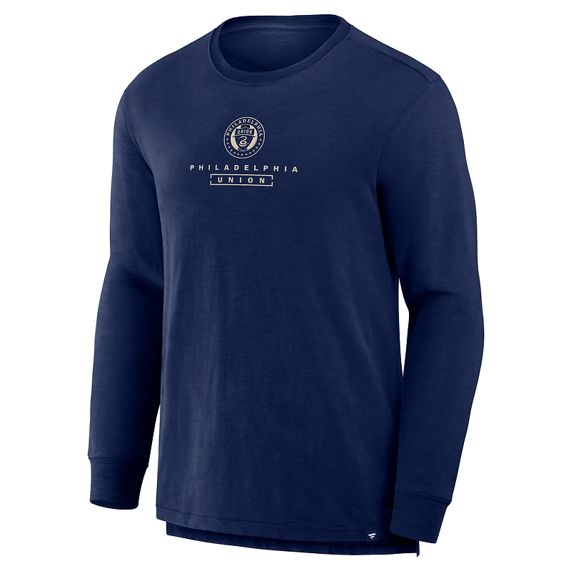 Men's Fanatics Navy Philadelphia Union Lob Attempt Stadium Slub Long Sleeve T-Shirt