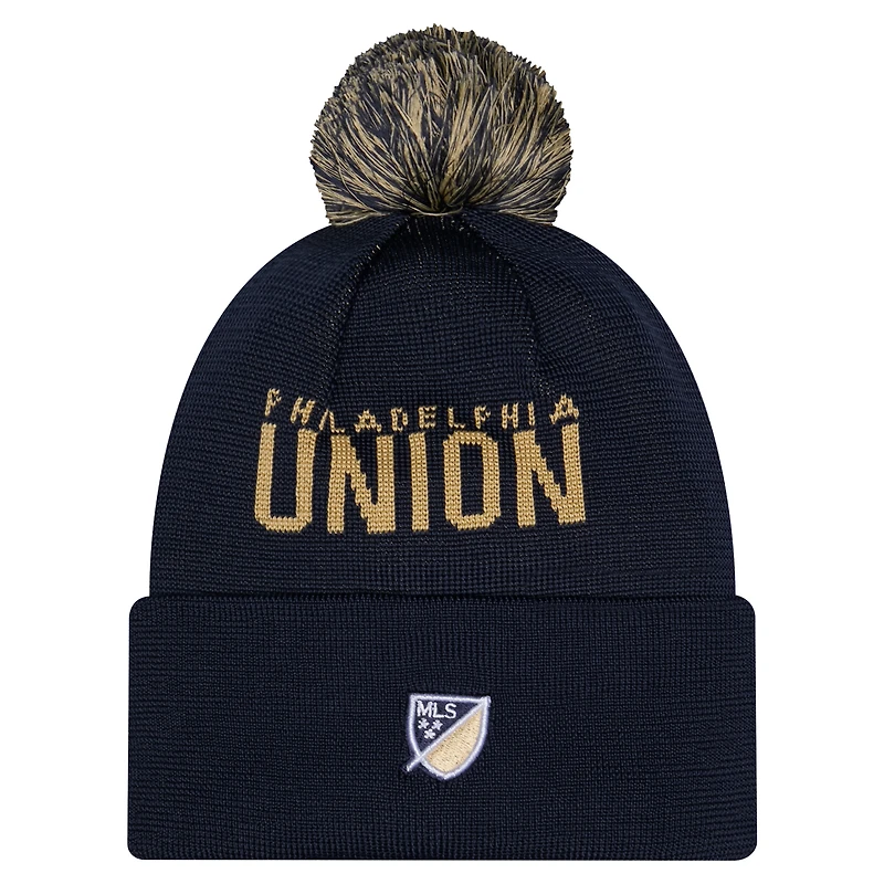 Men's New Era Black Philadelphia Union 2026 Jersey Hook Cuffed Knit Hat with Pom