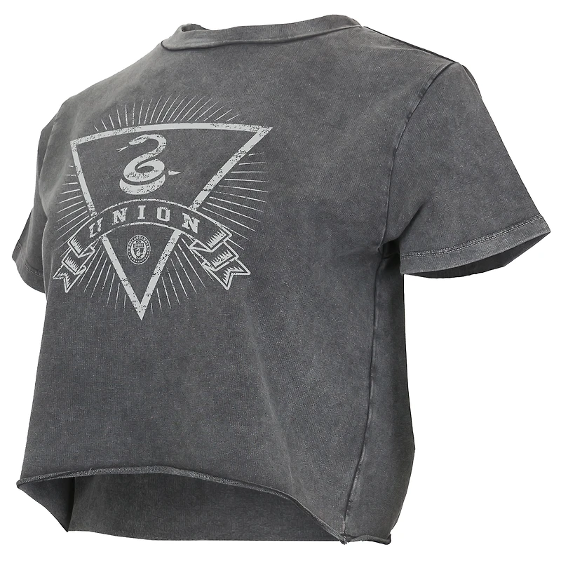 T-shirt court en tissu vieilli Philadelphia Union de Concepts Sport pour femme, couleur anthracite