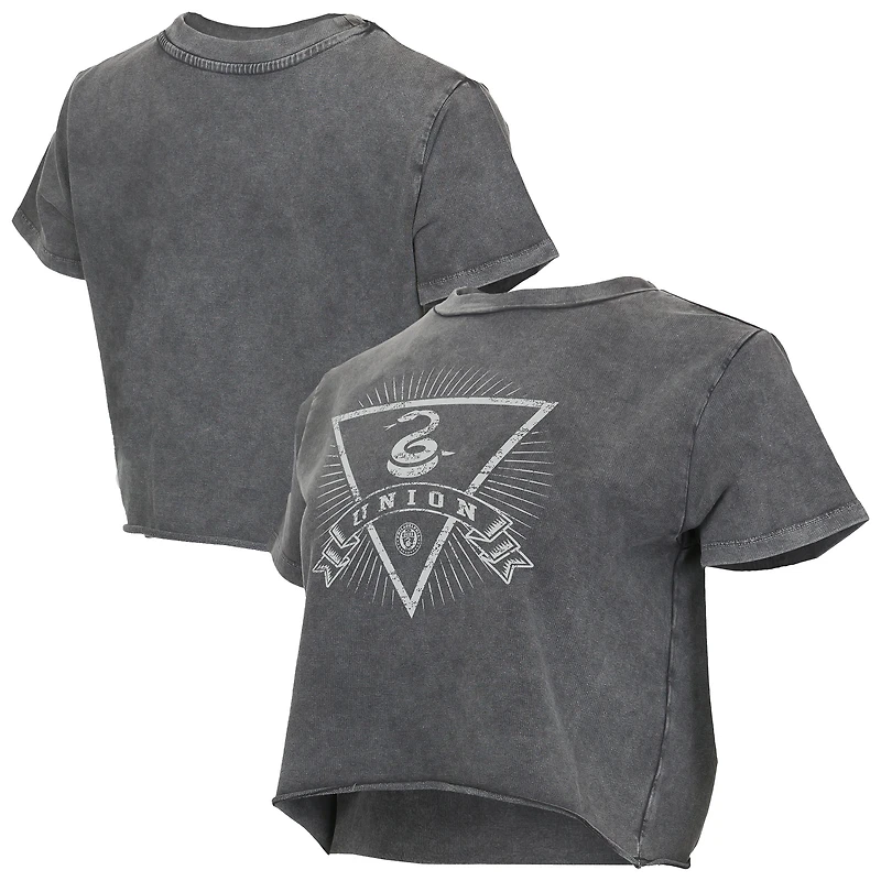 T-shirt court en tissu vieilli Philadelphia Union de Concepts Sport pour femme, couleur anthracite
