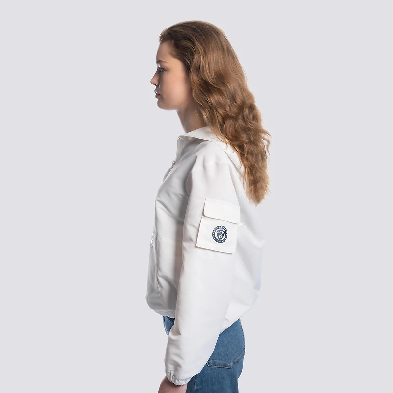 Women's Lusso  White Philadelphia Union Paige Half-Zip Hooded Jacket