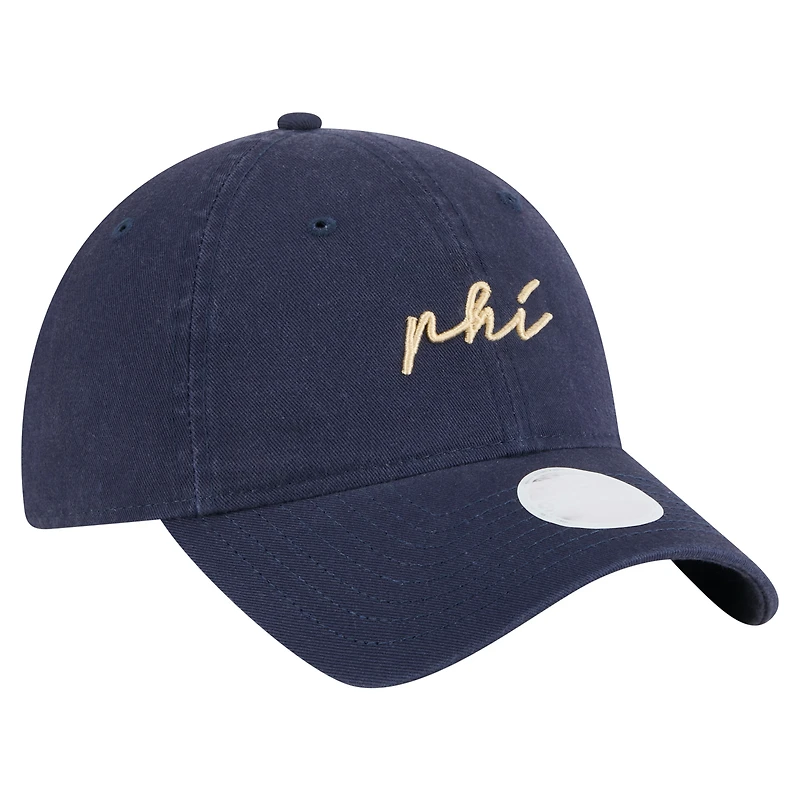 Casquette ajustable 9TWENTY bleu marine pour femme New Era Philadelphia Union Script