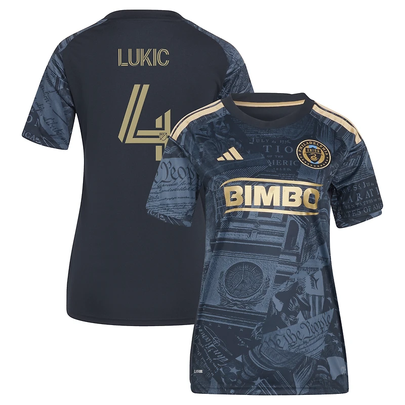 Women's adidas Jovan Lukić Navy Philadelphia Union 2026 1776 Kit Replica Jersey