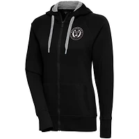 Sweat à capuche entièrement zippé Antigua Black Philadelphia Union brossé métallisé Victory Raglan pour femme
