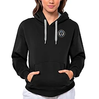 Sweat à capuche noir Antigua pour femme avec logo de l'équipe Philadelphia Union Victory