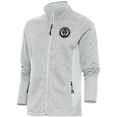 Women's Antigua  Gray Philadelphia Union Brushed Metallic Course Full-Zip Jacket