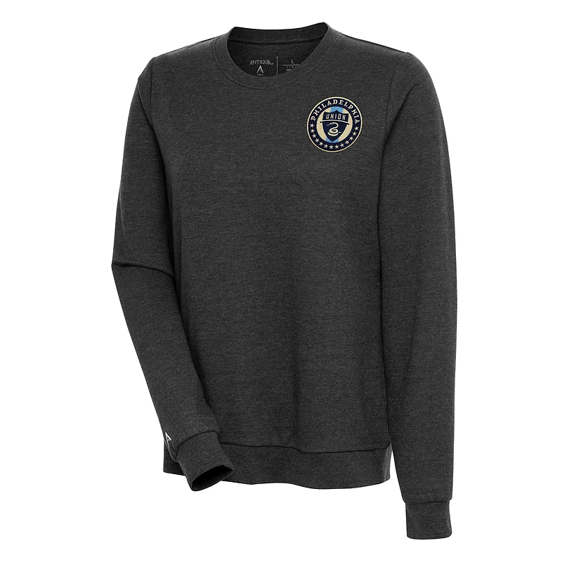 Women's Antigua Heather Black Philadelphia Union Logo Action Pullover Sweatshirt
