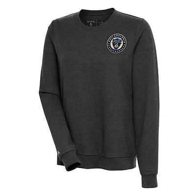Women's Antigua Heather Black Philadelphia Union Logo Action Pullover Sweatshirt