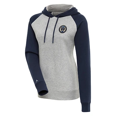 Sweat à capuche manches raglan Antigua Heather Grey Philadelphia Union Victory pour femme