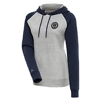 Sweat à capuche manches raglan Antigua Heather Grey Philadelphia Union Victory pour femme