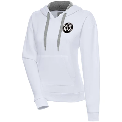 Women's Antigua  White Philadelphia Union Brushed Metallic Victory Pullover Hoodie