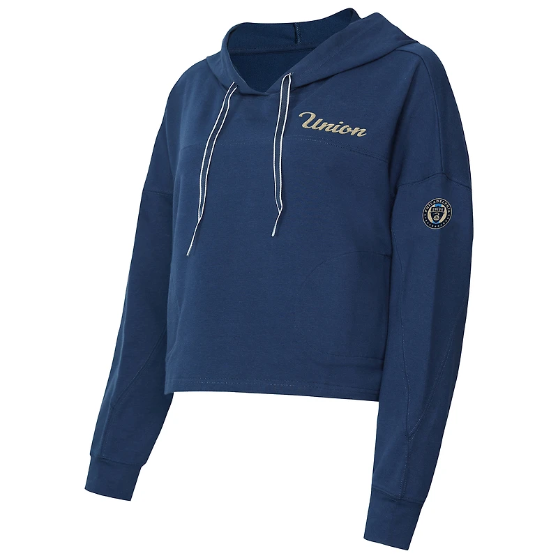 Sweat à capuche manches longues et col rond pour femme Concepts Sport Navy Philadelphia Union Elevation Tri-Blend