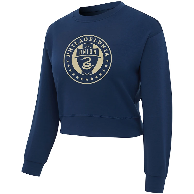 Women's Concepts Sport Navy Philadelphia Union Tri-Blend Darby Knit Long Sleeve Crop Top