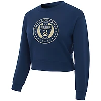 Women's Concepts Sport Navy Philadelphia Union Tri-Blend Darby Knit Long Sleeve Crop Top