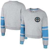 Women's Stadium Essentials Heather Gray Philadelphia Union Scrimmage Cropped Pullover Sweatshirt