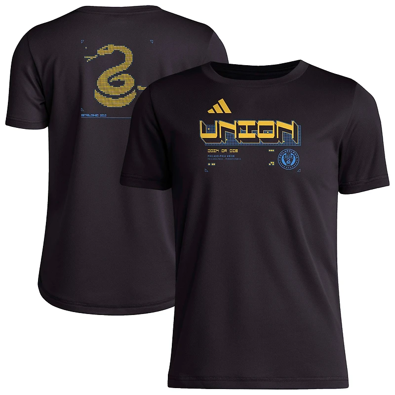 T-shirt d'avant-match adidas noir Philadelphia Union 2026 Anthem AEROREADY pour jeunes
