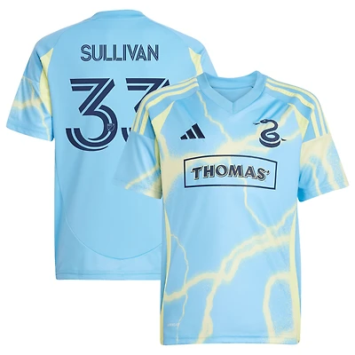 Youth adidas Quinn Sullivan Blue Philadelphia Union 2025 The Voltage Kit Replica Player Jersey