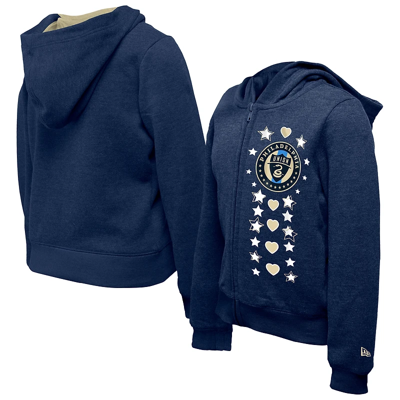 Youth Girls 5th & Ocean by New Era Navy Philadelphia Union Boxy Full-Zip Hoodie