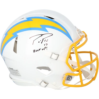 Casque Riddell Speed ​​Authentic autographié par Philip Rivers, joueur des Chargers de San Diego, avec inscription « Bolt Up ! »