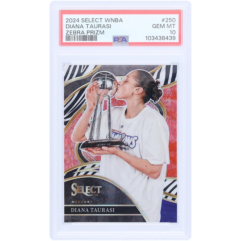 Diana Taurasi Phoenix Mercury 2024 Panini Select WNBA Zebra Prizm #250 PSA Carte authentifiée 10