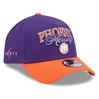 Casquette unisexe New Era Phoenix Mercury WNBA Tip-Off 2026, écusson métallique, monture A, taille A, ajustable, violette/orange.