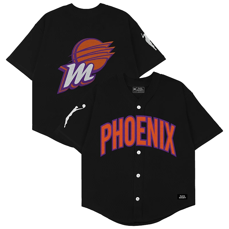 Unisex Playa Society Black Phoenix Mercury Mesh Fashion V-Neck Baseball Jersey