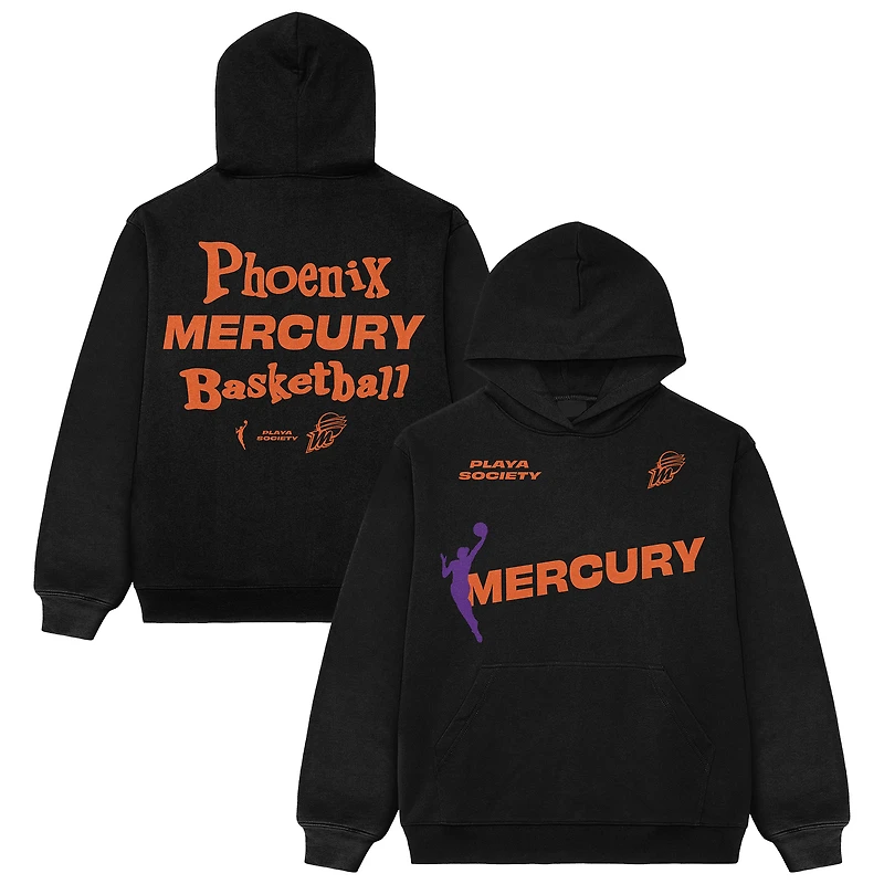 Sweat à capuche unisexe noir de l'équipe Phoenix Mercury Playa Society