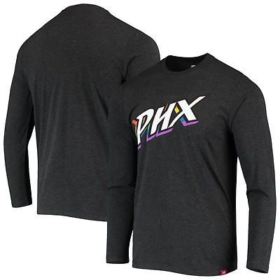 T-shirt à manches longues unisexe Sportiqe noir chiné Phoenix Mercury Pride trois mélanges