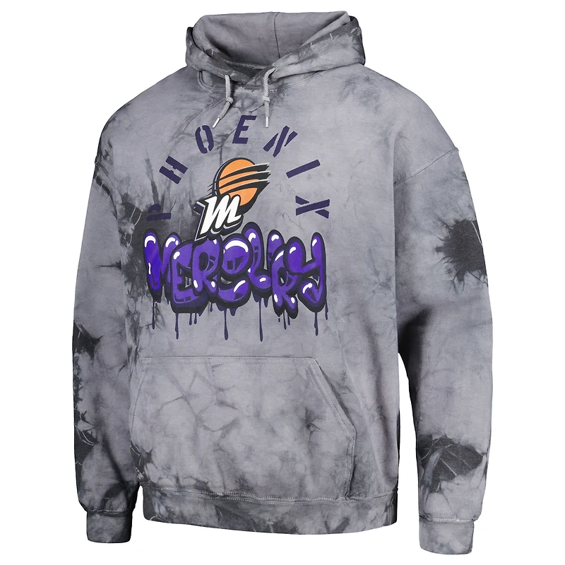 Sweat à capuche unisexe Stadium Essentials Charcoal Phoenix Mercury Street Art Dark Crystal Tie-Dye Washed