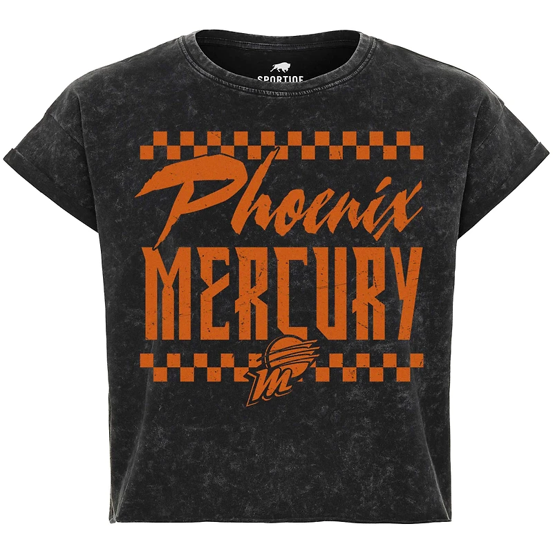 T-shirt court Sportiqe noir Phoenix Mercury Rock & Roll Collection Gwen Mineral Wash pour femme