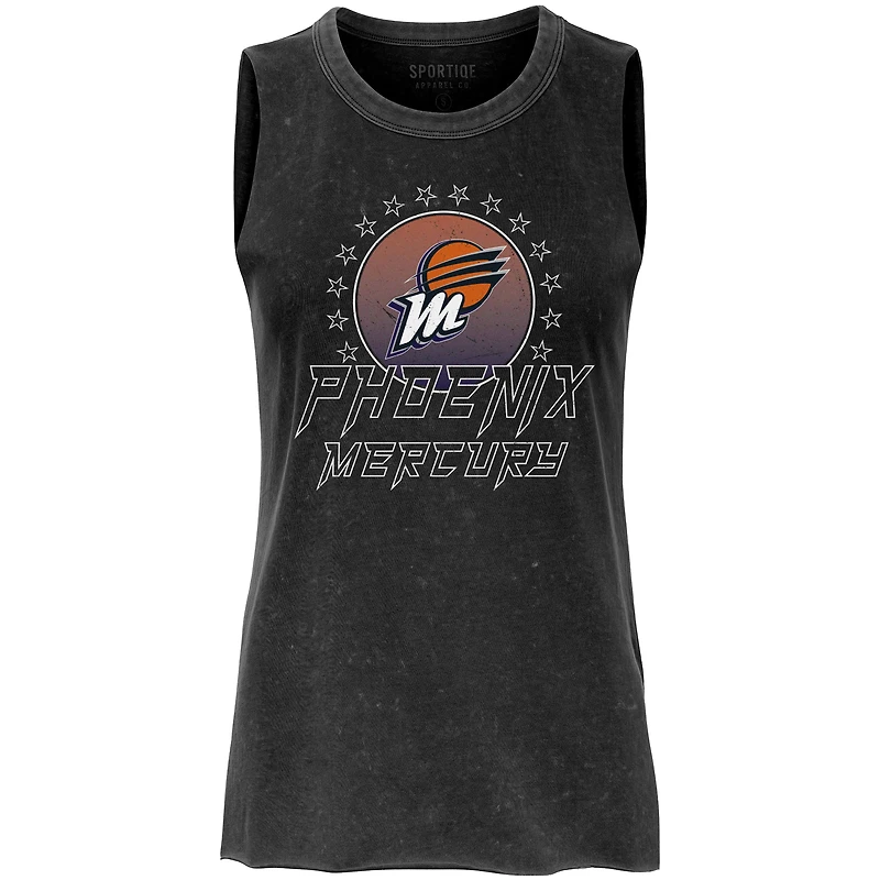Women's Sportiqe  Black Phoenix Mercury Rock & Roll Collection Turner Mineral Wash Tank Top