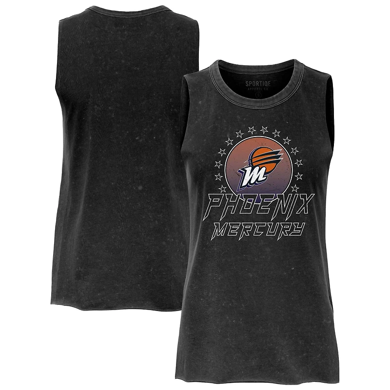 Women's Sportiqe  Black Phoenix Mercury Rock & Roll Collection Turner Mineral Wash Tank Top