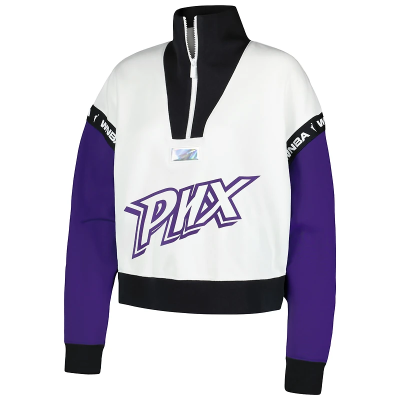 Veste à enfiler quart de zip Nike Phoenix Mercury Buzzer Beaters Satin Stitch pour femme blanche