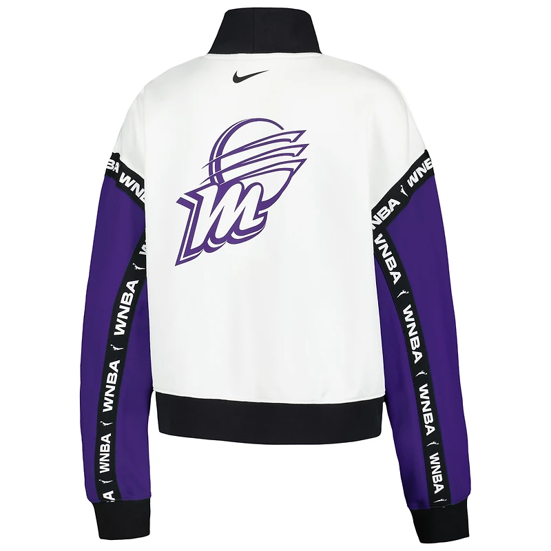 Veste à enfiler quart de zip Nike Phoenix Mercury Buzzer Beaters Satin Stitch pour femme blanche