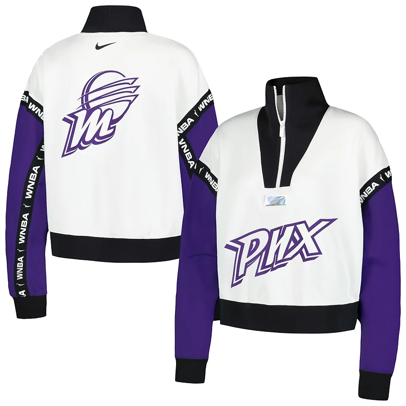 Veste à enfiler quart de zip Nike Phoenix Mercury Buzzer Beaters Satin Stitch pour femme blanche