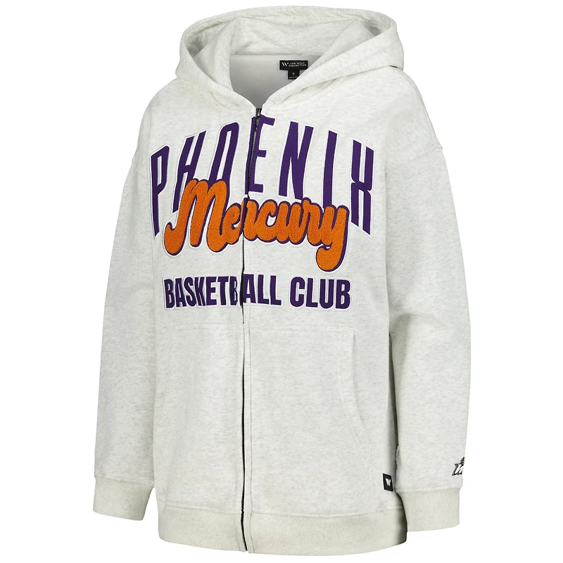 Sweat à capuche entièrement zippé délavé Phoenix Mercury Heather Grey The Wild Collective pour femmes