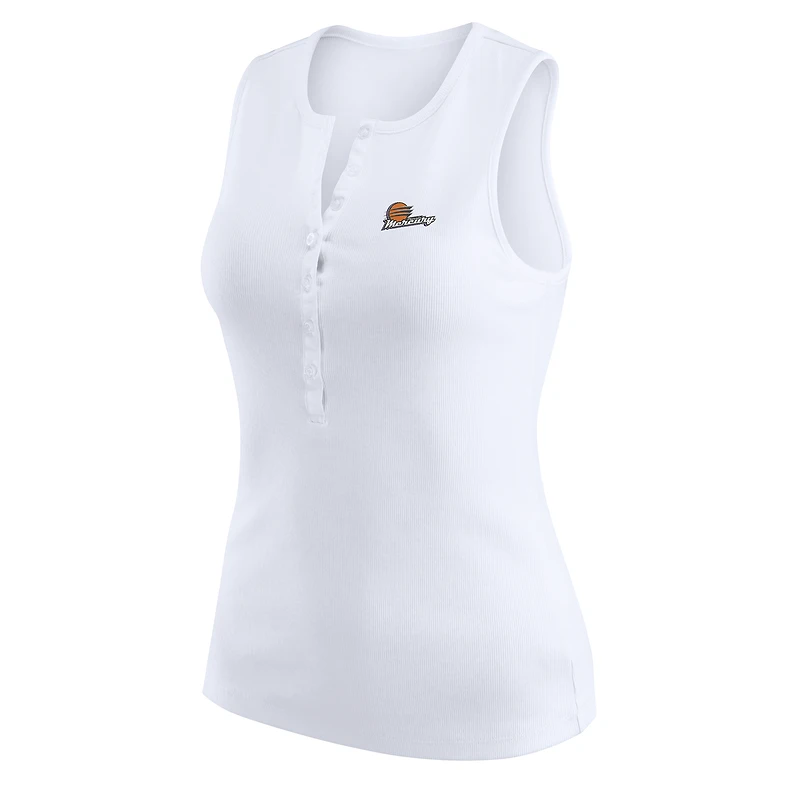 Women's WEAR by Erin Andrews White Phoenix Mercury Rib-Knit Henley Tank Top